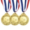 thumbnail image 1 of Uxcell 2.6 Inch Gold Award Medals Winner 1st Prize  Style with Neck Ribbon 3 Pieces, 1 of 6