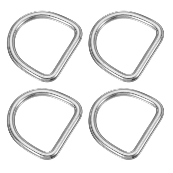 Uxcell 2.6" Metal D-Rings, 4 Pcs 304 Stainless Steel D Ring Welded Solid for Belts Dog Collars, 8x50mm