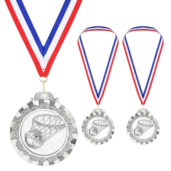 Uxcell 2.6" Silver Basketball Medals, 3Pcs Basketball Award Medals