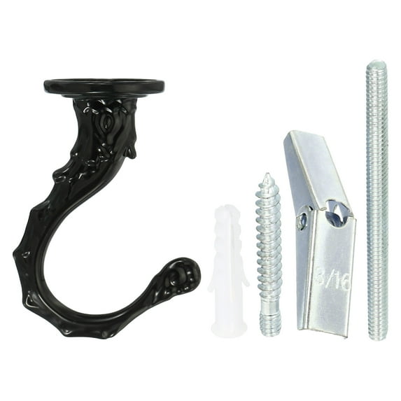 Uxcell 2.6" x 1.2" Ceiling Hook, Ceiling Orchid Swag Hooks with Mounting Hardware, Black