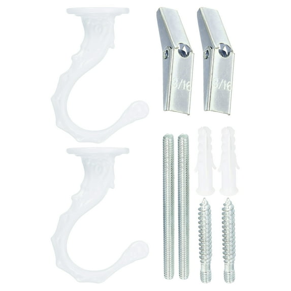 Uxcell 2.6" x 1.2" Ceiling Hook, Ceiling Orchid Swag Hooks with Mounting Hardware, White 2 Pack