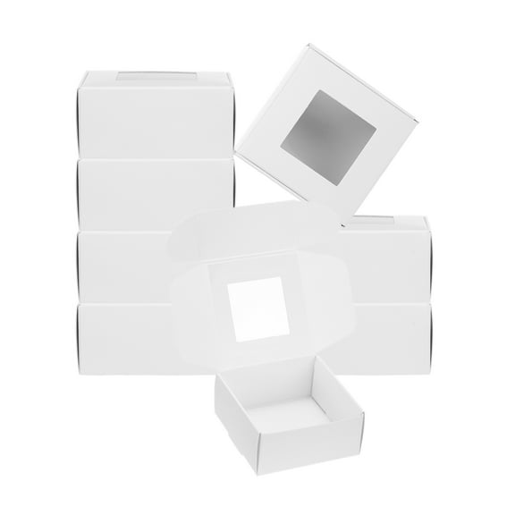 Uxcell 2.6"x2.6"x1.2" Paper Soap Box with Window, 20 Pack Soap Boxes Square Presents Packaging Boxes, White