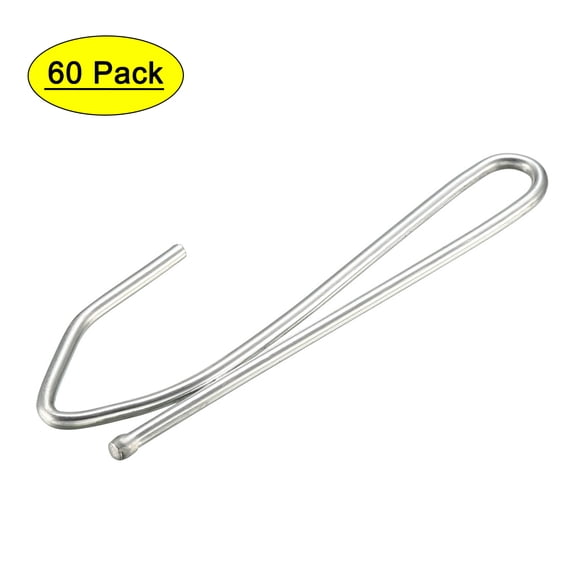 Uxcell 2.7" Curtain Hooks Iron Zinc Plating Silver Tone 60 Pack