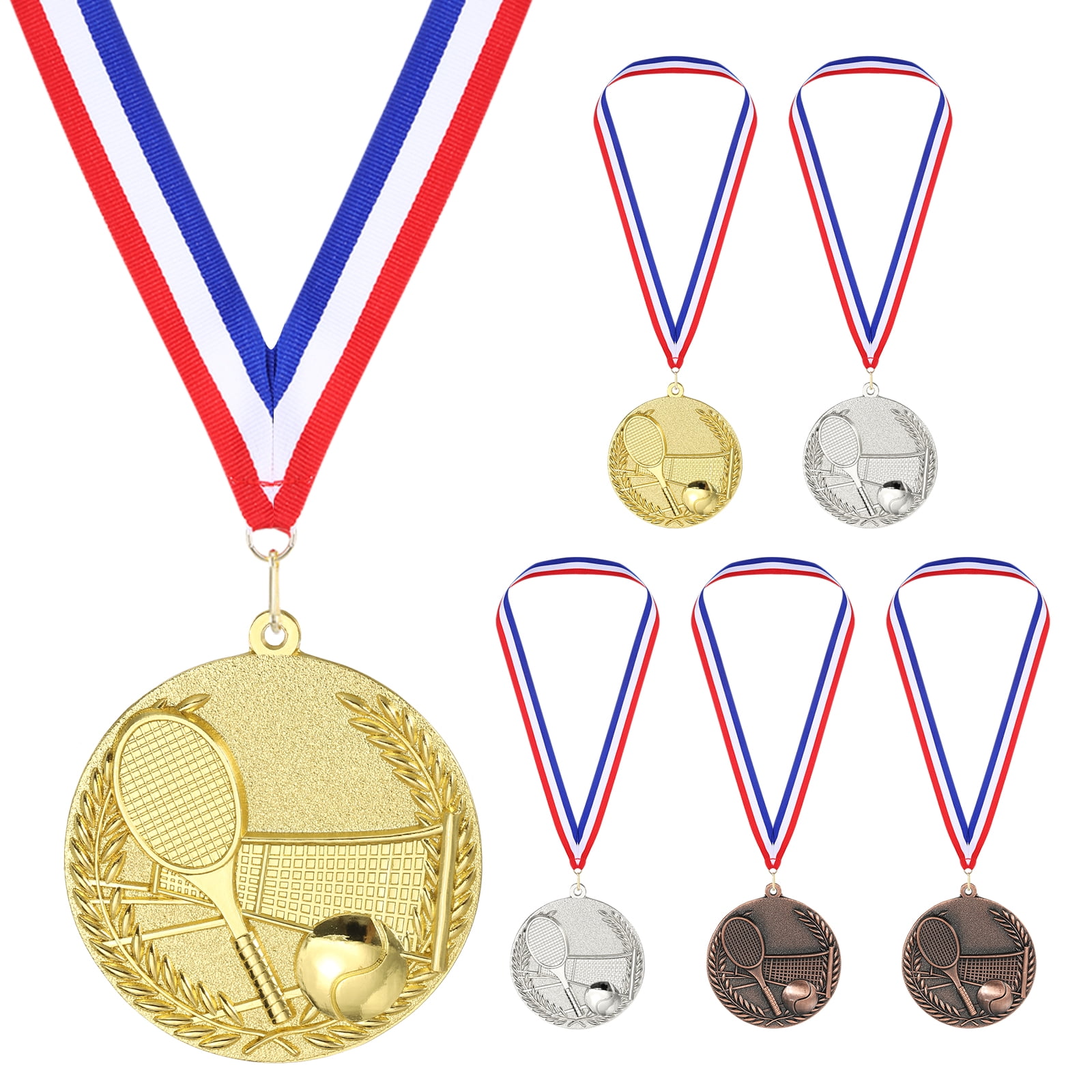 Uxcell 2.7" Gold Silver Copper Tennis Medals, 6Pcs Tennis Award Medals