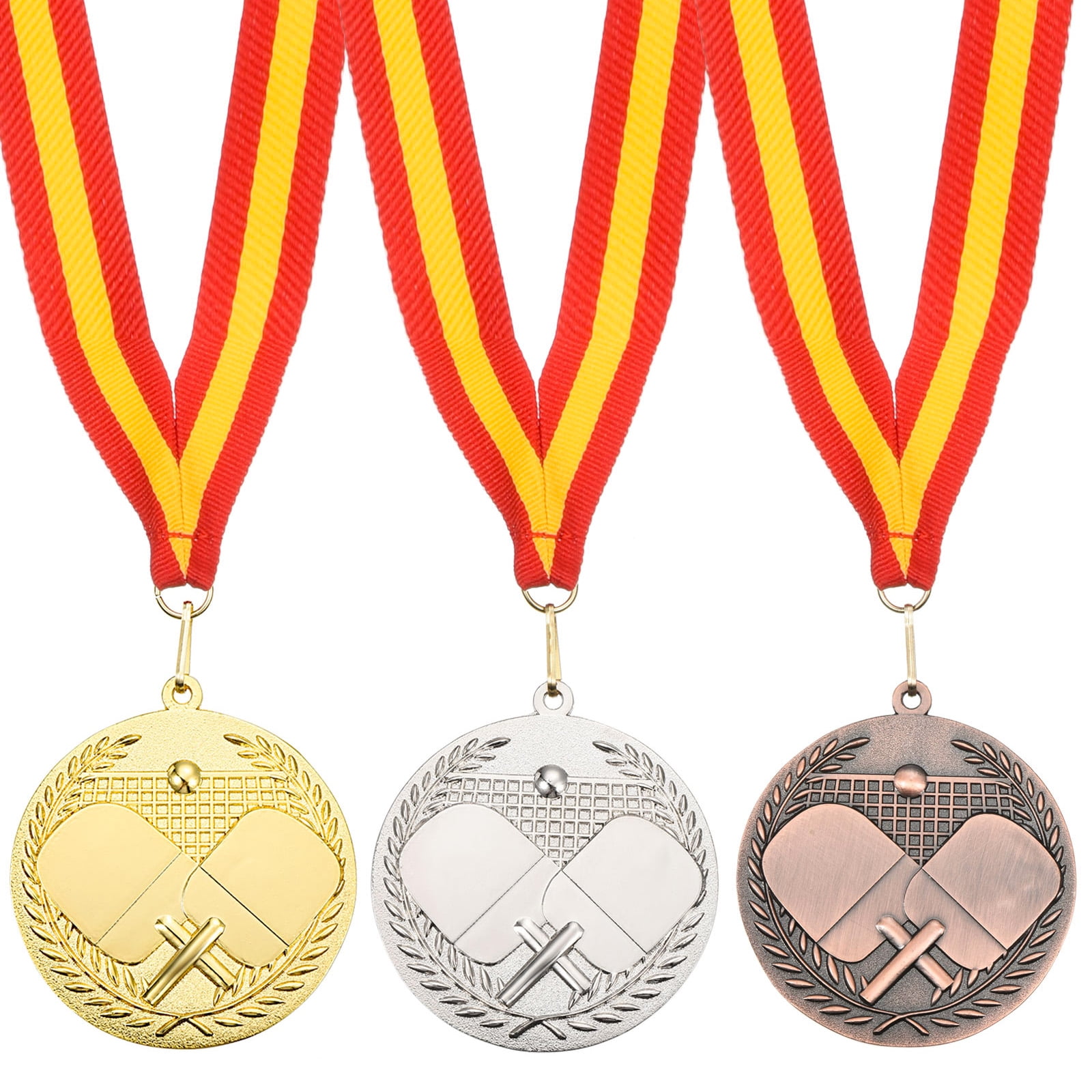 Uxcell 2.7 Inch Table Tennis Award Medals Gold Silver Bronze Award Medals with Neck Ribbon for Team Sports Games Party Favors 3 Pieces