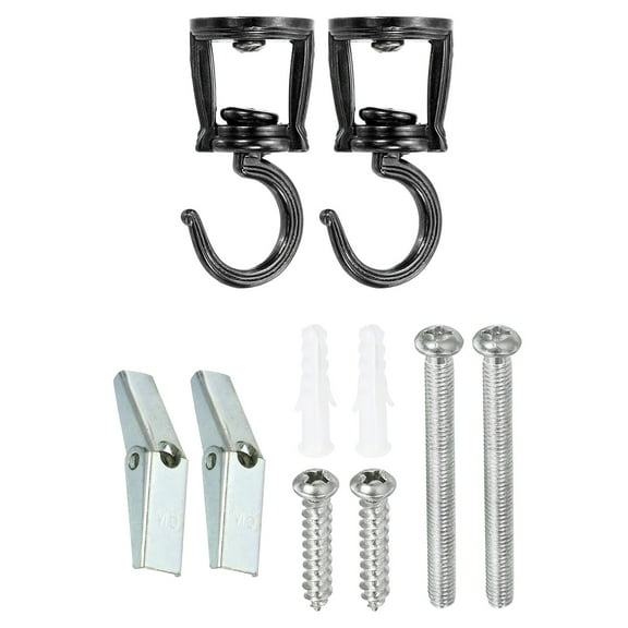 Uxcell 2.7" x 1.1" Ceiling Hook, Swivel Hooks with Mounting Hardware, Black 2 Set