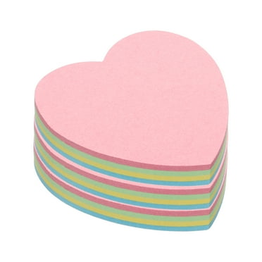 Uxcell 2.7" x 2.7" Heart Shape Sticky Notes, Cute Self-Stick Memo Pads 100 Sheets/Pad, 4 Colors, 3 Pads