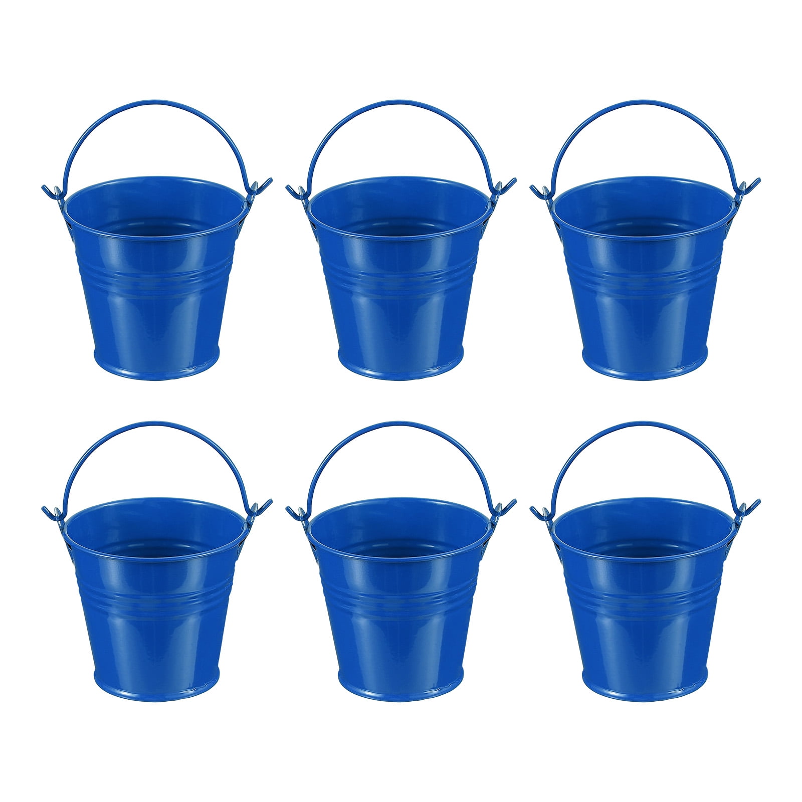 Small Metal Buckets with Handle Mini Galvanized Bucket Colorful Easter Buckets Deep Blue 2.7"x2.3" 6 Pcs
