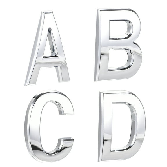 Uxcell 2.76 Inch ABS Self Adhesive House Letter ABCD Plating Silver Tone 1 Set