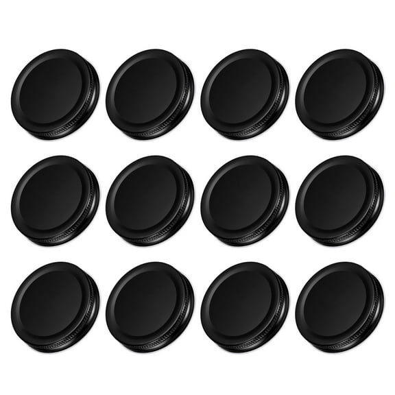 Uxcell 2.76" Regular Mouth Tin Plate Mason Jar Lids for Canning Jars, Black 12 Pack