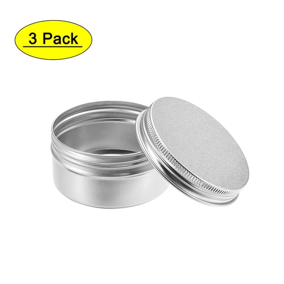 Uxcell 2.7oz 80ml Screw Top Lid Round Cans Tin Containers Aluminum Silver Tone 3 Pack
