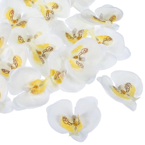 Uxcell 2.8" Artificial Silk Phalaenopsis Orchid Flower Heads for DIY Wedding Decor, White 40 Pack