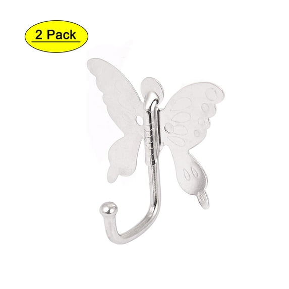 Uxcell 2.8" Bathroom Butterfly Style Wall Mounted Towel Hook, 2 Pack