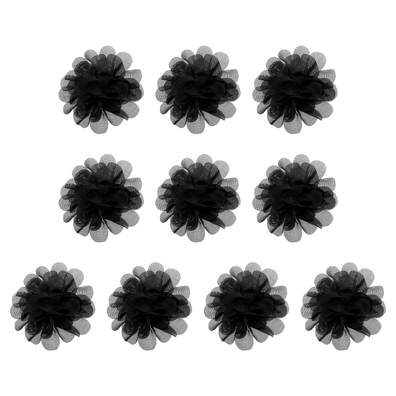 10 Fleurs En Mousseline Rouge Pour DIY - Appliques Décoratives Mariage, Bandeaux, Vêtements - Diamètre 5 Cm