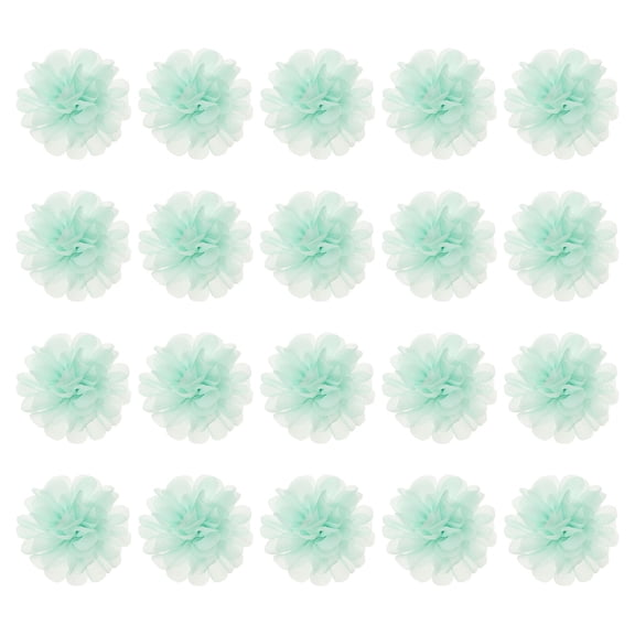 Uxcell 2.8" Chiffon Flowers Mesh Fabric Flowers Sewing Fabric Appliques for Craft Dark Mint 20 Pcs