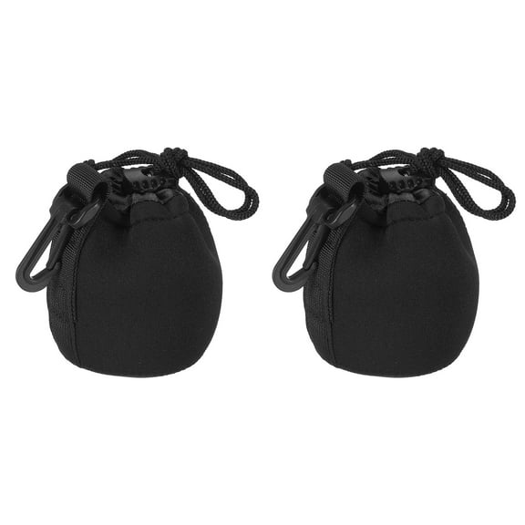 Uxcell 2.8" IDx3.9" H Camera Lens Bag with Thick Protective Neoprene Black 2Pack