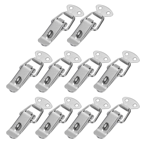 Uxcell 2.8 Inch Steel Spring Loaded Toggle Latch Catch Hasp Clamp with Hole, Silver Tone 10Pcs