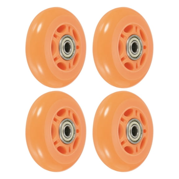 Uxcell 2.8" OD Inline Skate Wheels with Bearings 82A Skate Replacement, Orange 4 Pack