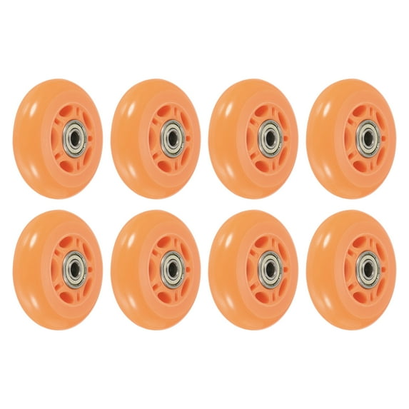 Uxcell 2.8" OD Inline Skate Wheels with Bearings 82A Skate Replacement, Orange 8 Pack