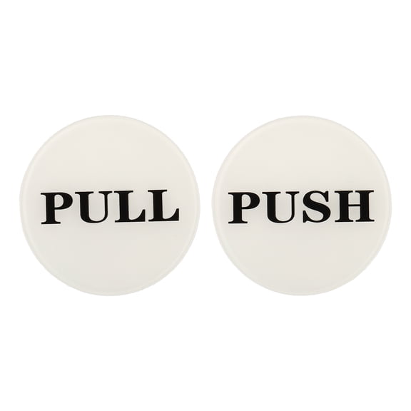 Uxcell 2.8" Push Pull Door Sign, 1 Pairs Acrylic Self-Adhesive Back Round Sign Door Sticker Sign White/Black