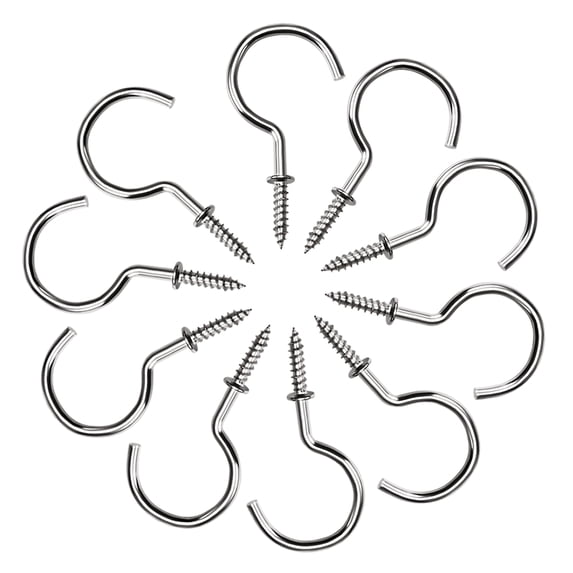 Uxcell 2.8" Screw Eye Hooks Self Tapping Screws Screw-in Hanger Silver 10 Pack
