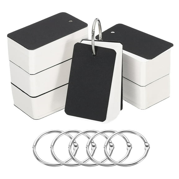 Uxcell 2.8" x 1.5" Blank Flash Cards with Rings Study Cards Index Cards Note Card Pre Hole Punched, White 600 Pack