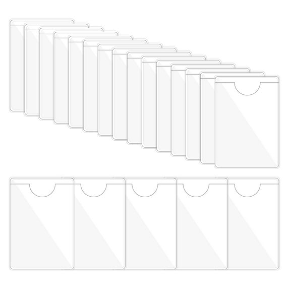 Uxcell 20Pcs Self Adhesive Index Card Pockets Plastic Label Holder Sticky Pocket Sleeves Clear Clear 2.8" x 4"