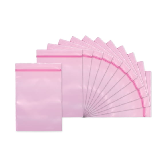 Uxcell 2.8"x3.9" Anti-Static Seal Top Plastic Bag, 100pcs Reclosable Poly Bags, Pink