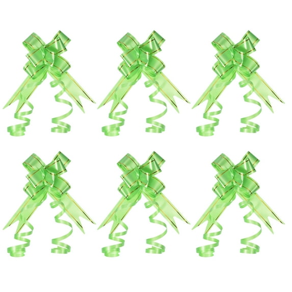 Uxcell 2.8inch Pull Bows Present Wrapping String Bows Ribbon Gold Thread Style Green 40 Pack