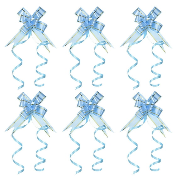 Uxcell 2.8inch Pull Bows Present Wrapping String Bows Ribbon Gold Thread Style Light Blue 40 Pack