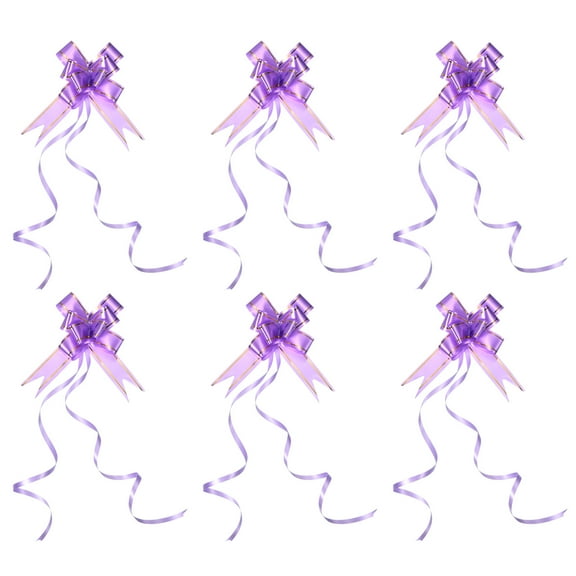 Uxcell 2.8inch Pull Bows Present Wrapping String Bows Ribbon Gold Thread Style Light Purple 40 Pack