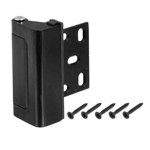 Uxcell 2.95 Inch x 0.98 Inch Home Security Door Reinforcement Lock, Aluminum Alloy Home Security Door Lock with 5 Screws for Inward Swinging Door to Enhance Your Home Safety & Privacy, Black
