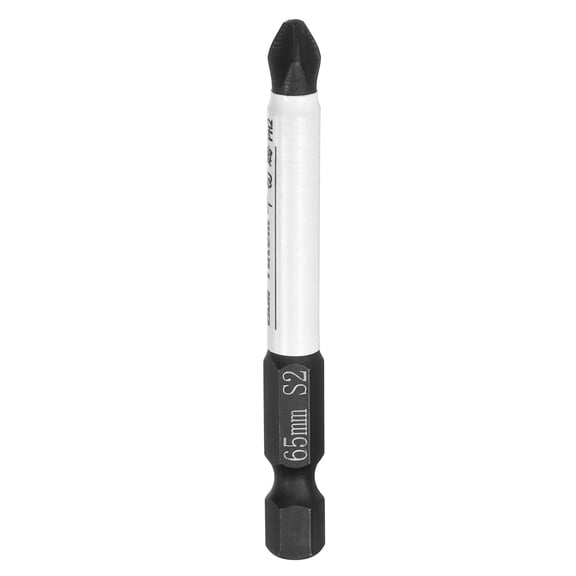 Uxcell #2 Anti Slip Phillips Screwdriver Bit PH2 1/4" Hex Shank 2.6" (65mm) Magnetic Cross Head Drill Bits Phosphate S2 Steel Industrial Screw Driver Tools, Black/White