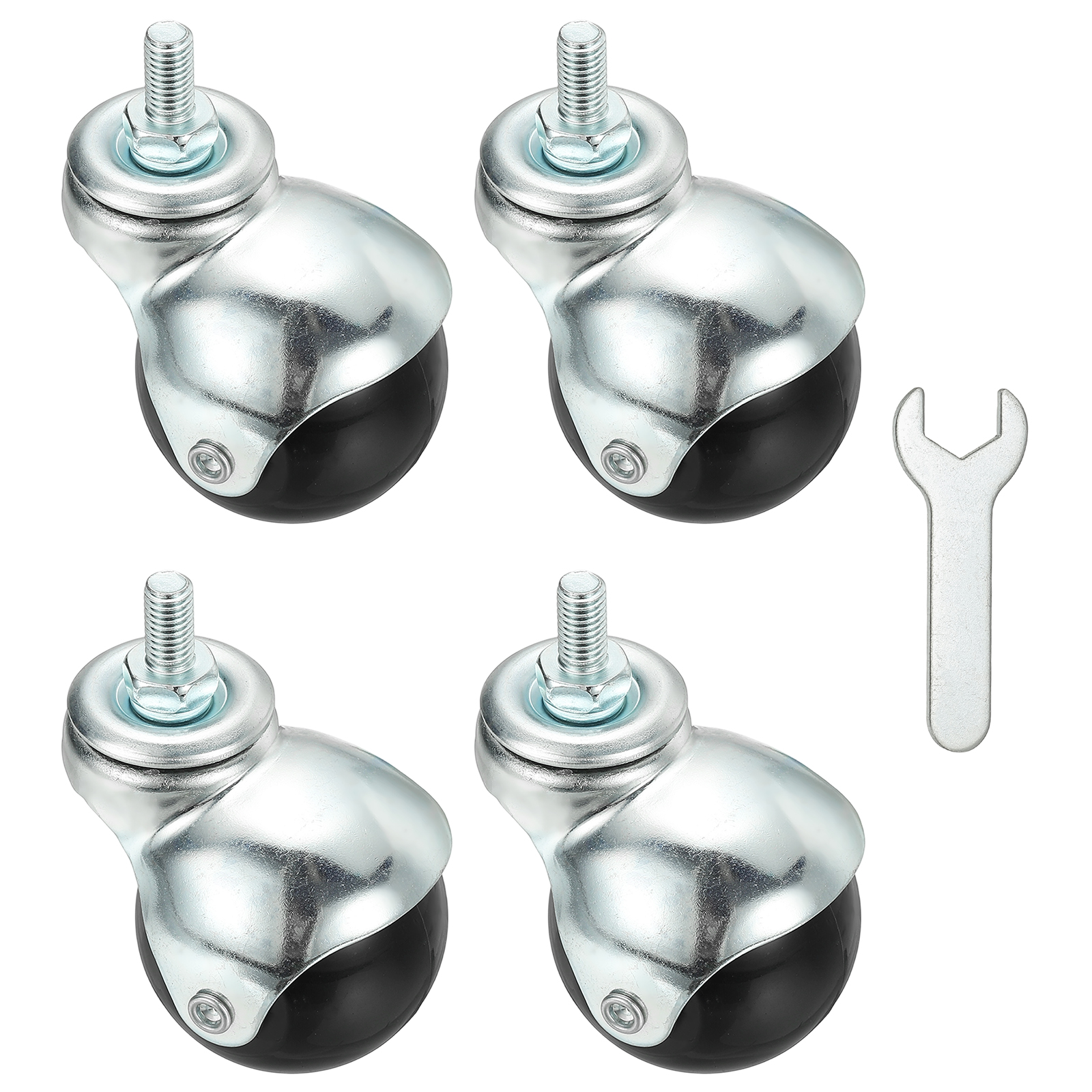 Uxcell 2" Ball Caster Wheels, 4 Pcs Threaded Stem Caster 360 Degree Movable Rotatable Caster Wheels Brake for Furniture,Galvanized
