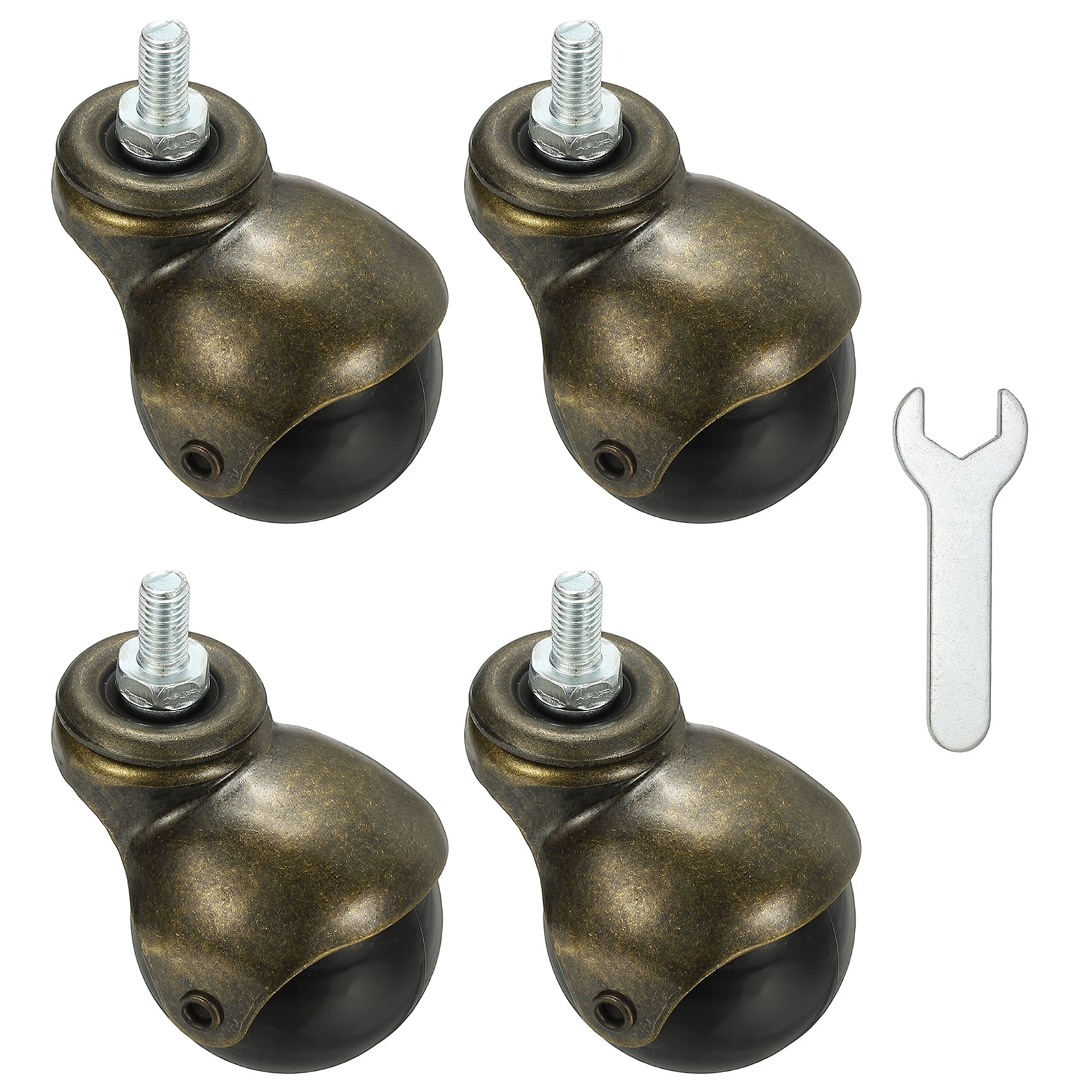 Uxcell 2" Ball Caster Wheels, 4 Pcs Threaded Stem Caster 360 Degree Movable Rotatable Caster Wheels for Furniture,bronze