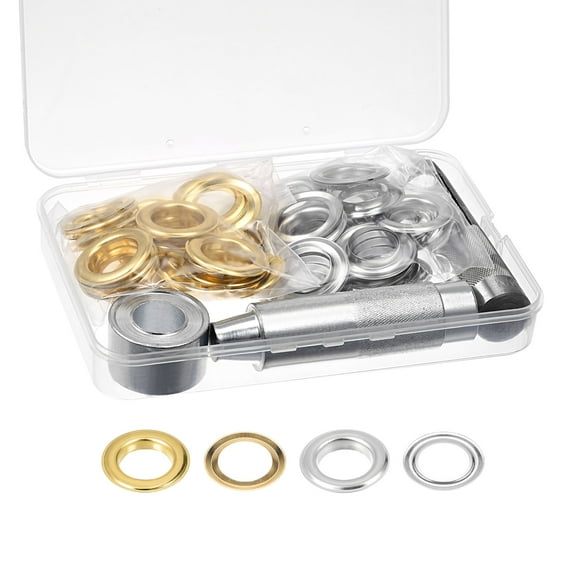 Uxcell 2 Colors 12mm Inside Dia. 3/4" Grommet Tool Kit 50 Sets Eyelets with 3 Install Tools
