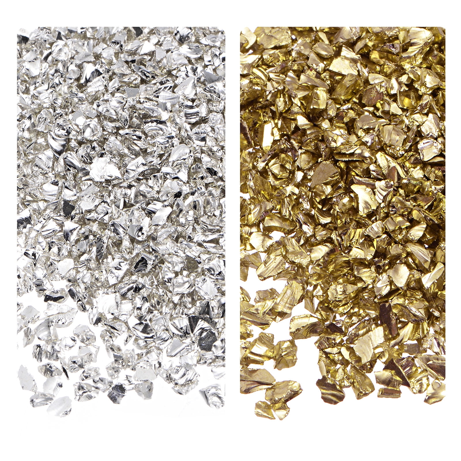 Uxcell 2 Colors Crushed Glass Chips, 1-4mm Irregular Sequins Metallic ...
