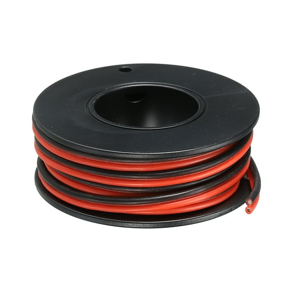 Uxcell 2 Conductor Parallel Silicone Wire 20AWG 20 Gauge Red Black Electrical Wire Tinned Copper Spool 3.0m/10ft
