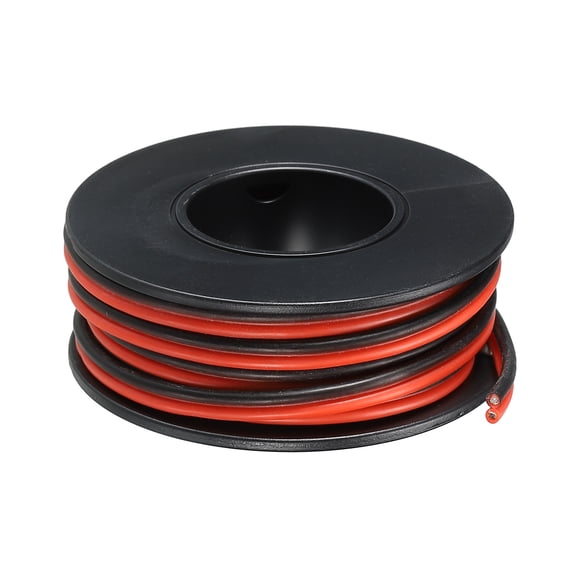 Uxcell 2 Conductor Parallel Silicone Wire 22AWG 22 Gauge Red Black Electrical Wire Tinned Copper Spool 3.0m/10ft