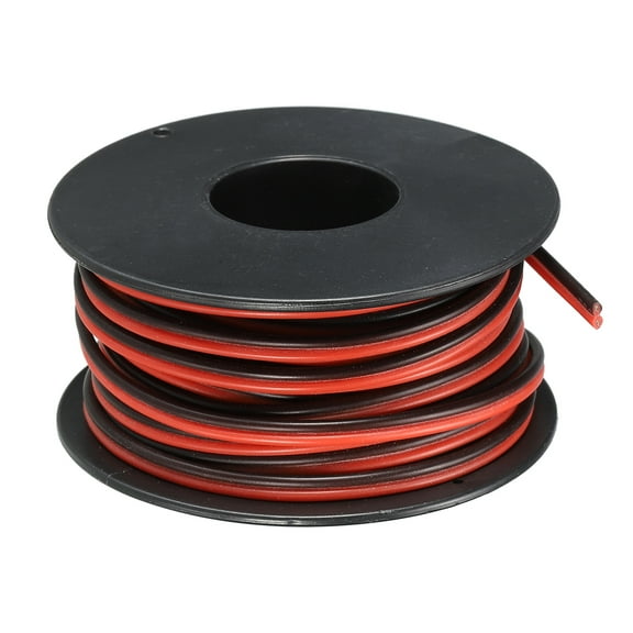 Uxcell 2 Conductor Parallel Silicone Wire 22AWG 22 Gauge Red Black Electrical Wire Tinned Copper Spool 7.5m/25ft
