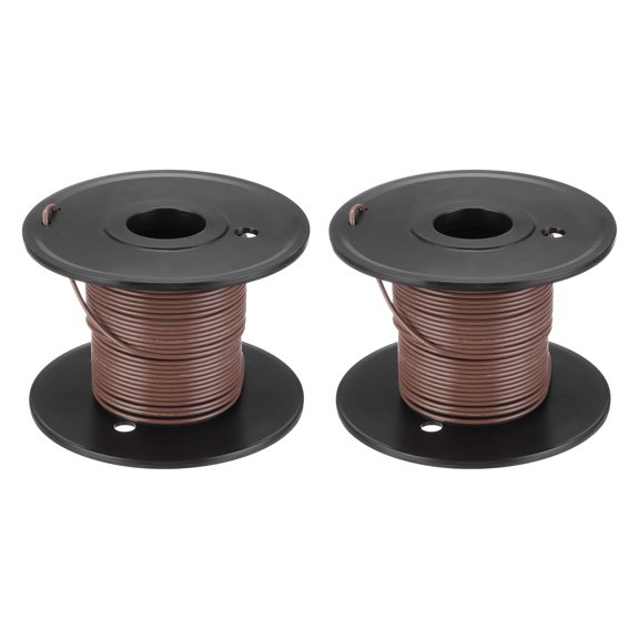 Uxcell 2 Count Wire Polyvinyl Chloride Hookup Wire, Copper Wire with Spool for Internal Connecting Wire Brown 18AWG, 10m