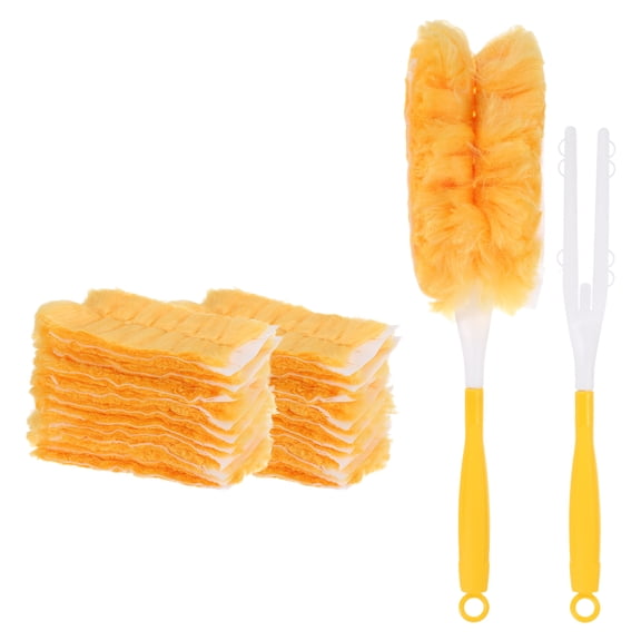 Uxcell 2 Count Yellow Handle, 360° Disposable Dusters for Cleaning with 4X Microfibers for Blind Walls Ceiling Fans Home Furniture Electronic, with 20 Yellow Dusters