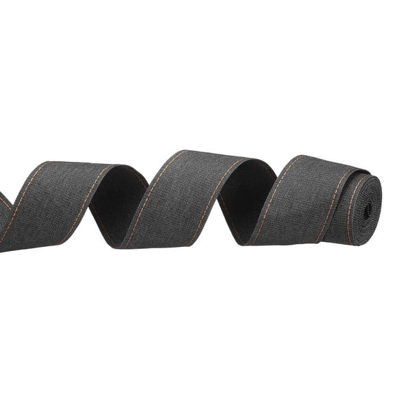 Uxcell 2" Denim Ribbon, 1 Roll 2 Yard Layering Jean Fabric Craft Strip for Bow DIY Making Hair Clip Garment Sewing Decorations, Black