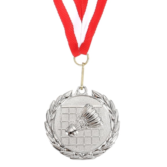 Uxcell 2 Inch Badminton Medals Silver Award Medals with Neck Ribbon for Team Sports Games Party Favors