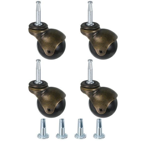 Uxcell 2 Inch Ball Caster Wheels, 4 Pack Stem Caster with Sockets, Bronze Tone
