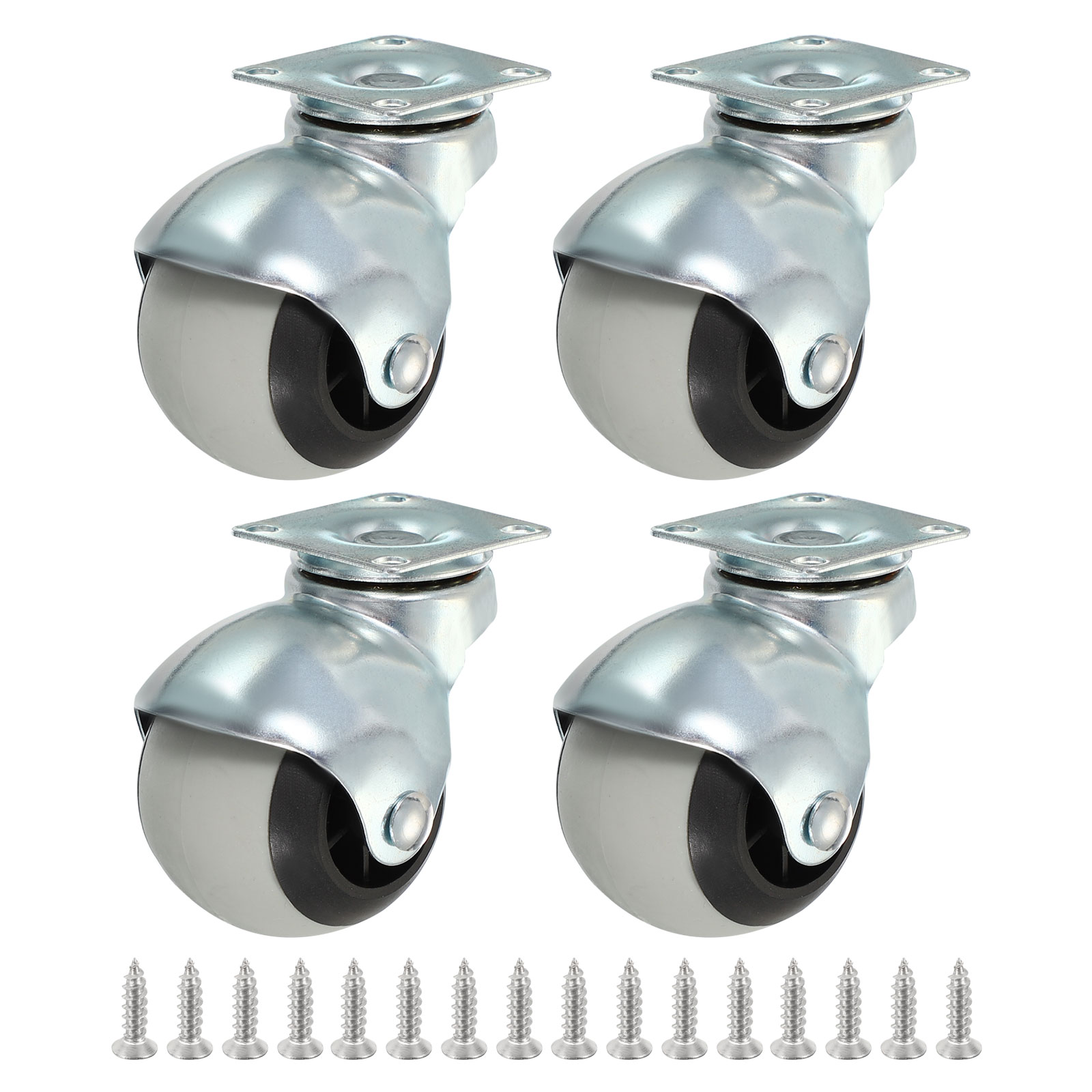 Uxcell 2 Inch Ball Casters TPR 360 Rotating Top Plate Wheels without Brake 4 Pack