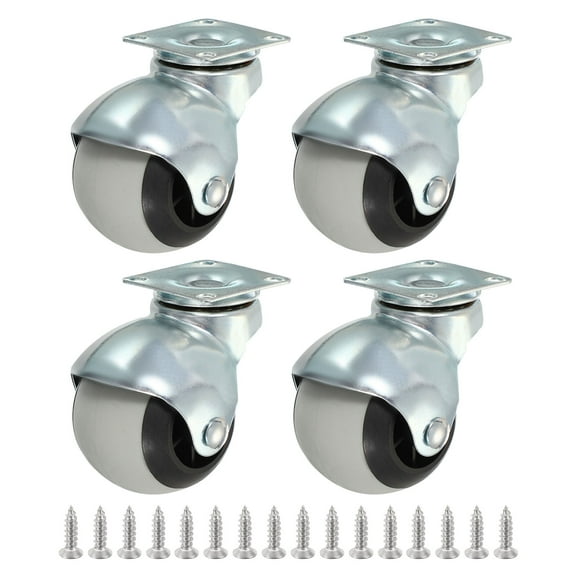 Uxcell 2 Inch Ball Casters TPR 360 Rotating Top Plate Wheels without Brake 4 Pack