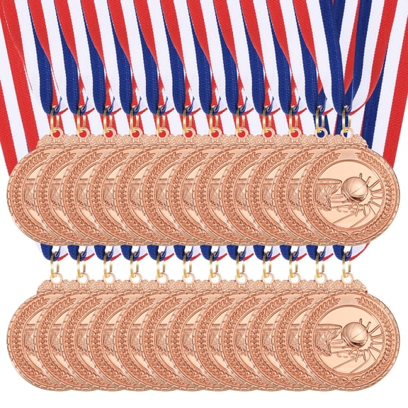 Uxcell 2 Inch Basketball Medals Bronze Award Medals with Neck Ribbon for Team Sports Games Party Favors 24 Pieces