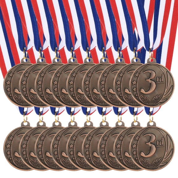 Uxcell 2 Inch Bronze Award Medals 3rd Place Metal Winner Medals with Neck Ribbon for Team Sports Games Party Favors 18 Pieces