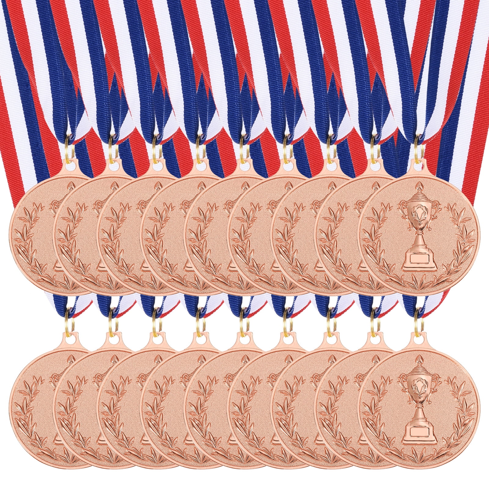 Uxcell 2 Inch Bronze Award Medals Metal Winner Medals with Neck Ribbon Trophy Style for Team Sports Games Party Favors 18 Pieces